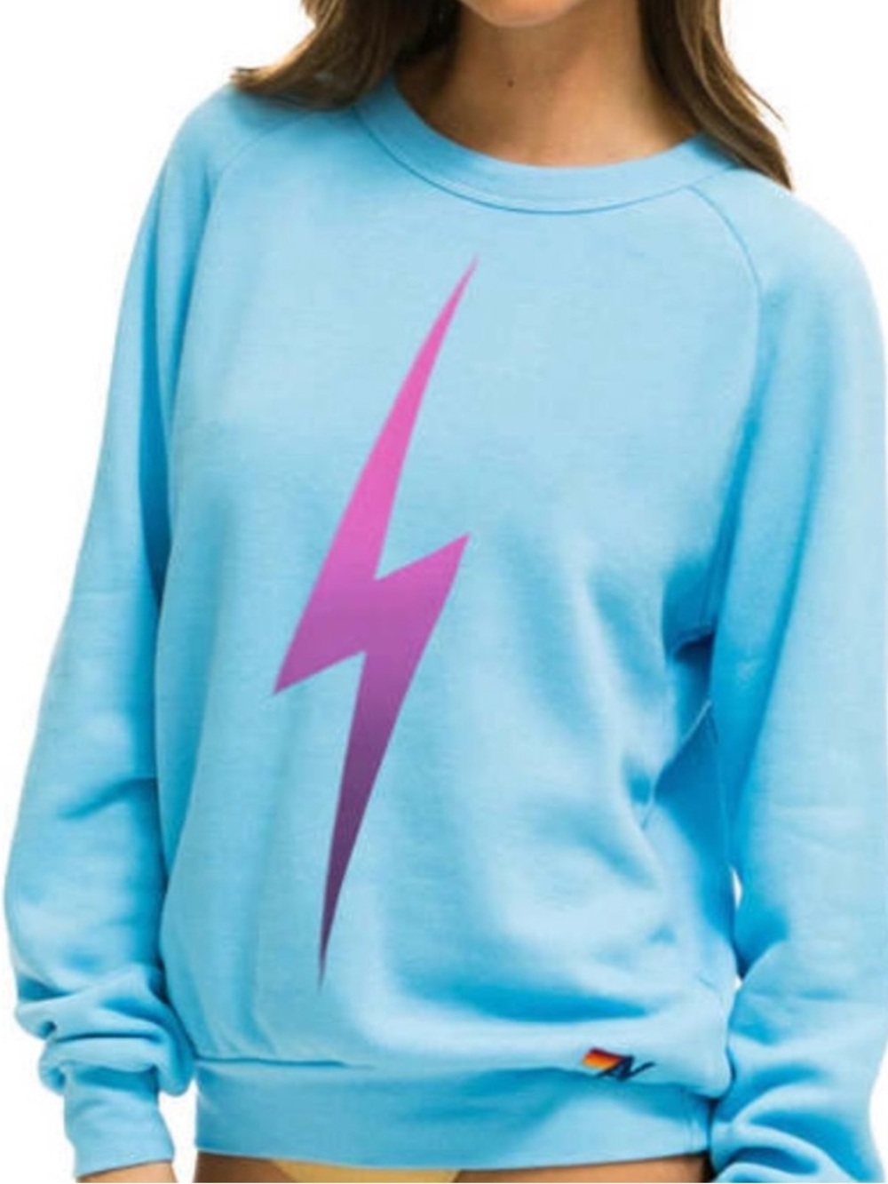 Aviator Nation - Women's Lightning Bolt Fade Crewneck sweatshirt. Small. Blue